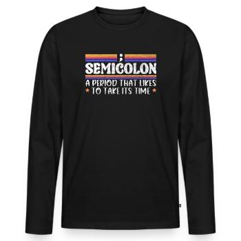 Grammar English funny - Men's Premium Organic Long Sleeve Shirt - black - Front - Nico (187cm)