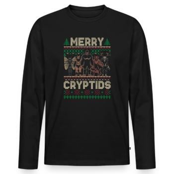 Funny Christmas bigfoot santa claus - Men's Premium Organic Long Sleeve Shirt - black - Front - Nico (187cm)