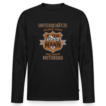 Motorrad Lustiger Spruch Alter Mann Vintage - Männer Premium Bio Langarmshirt - Schwarz - Vorne - Nico (187cm)