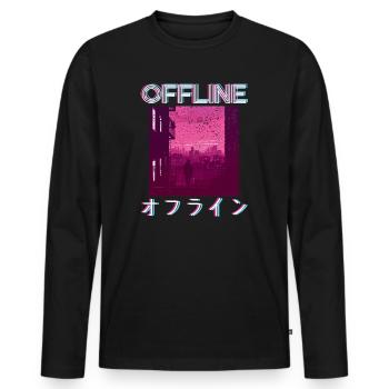 Retro 80s Vaporwave Aesthetic Offline - Men's Premium Organic Long Sleeve Shirt - black - Front - Nico (187cm)