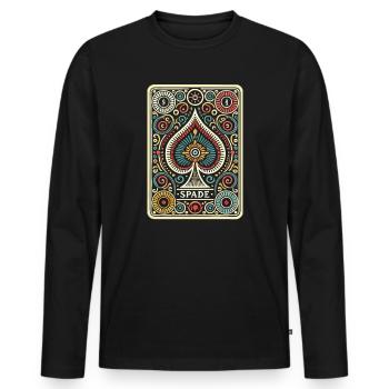 Jeu de cartes de poker amusant - T-shirt manches longues Premium bio Homme - noir - Devant - Nico (187cm)