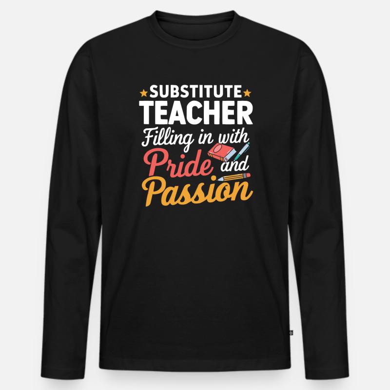 Coole Vertretungslehrer - Männer Premium Bio Langarmshirt - Schwarz