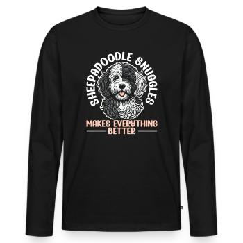 Chien Sheepadoodle mignon - T-shirt manches longues Premium bio Homme - noir - Devant - Nico (187cm)