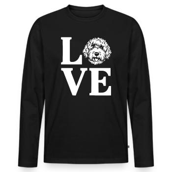 Amour mignon Sheepadoodle chien - T-shirt manches longues Premium bio Homme - noir - Devant - Nico (187cm)