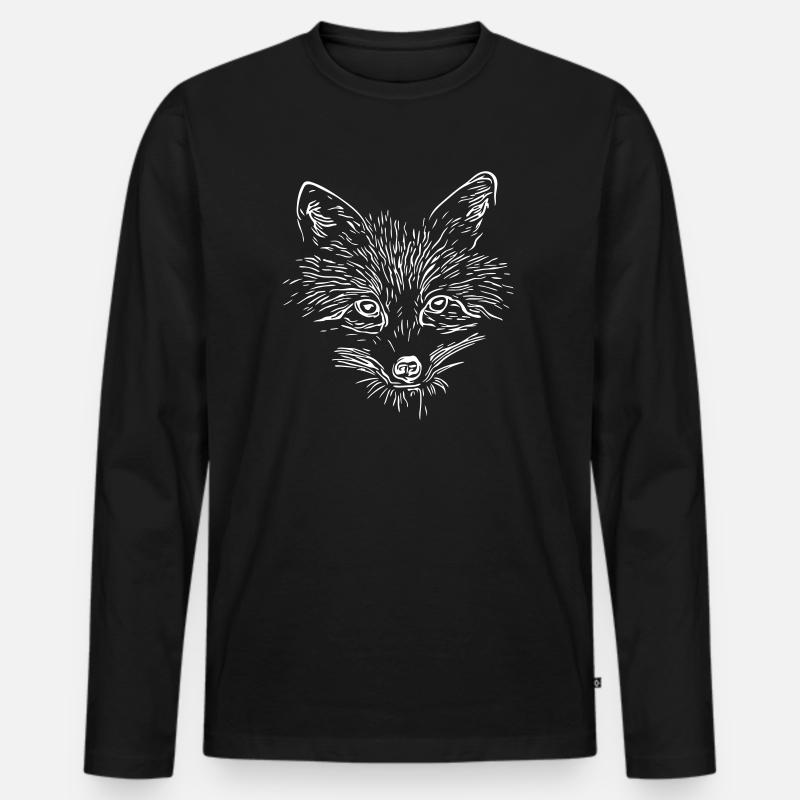Fuchs Gesicht - Fox Face - Männer Premium Bio Langarmshirt - Schwarz