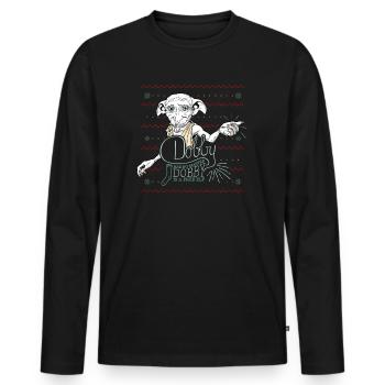 Harry Potter X-Mas Dobby Christmas Elf - Men's Premium Organic Long Sleeve Shirt - black - Front - Nico (187cm)