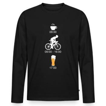 Tagesplan Rennrad Radsport Triathlon - Männer Premium Bio Langarmshirt - Schwarz - Vorne - Nico (187cm)