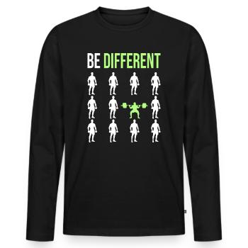 Be Different Gym Fitness Edition - T-shirt manches longues Premium bio Homme - noir - Devant - Nico (187cm)