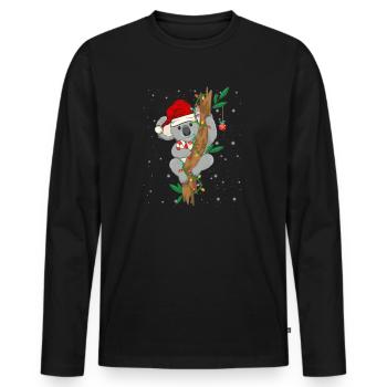Christmas Koala Santa Sleigh Teacher - Männer Premium Bio Langarmshirt - Schwarz - Vorne - Nico (187cm)
