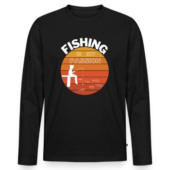 Fishing Passion - Men's Premium Organic Long Sleeve Shirt - black - Front - Nico (187cm)