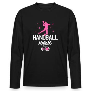 Handball Mode Handballer Handballspielerin - Männer Premium Bio Langarmshirt - Schwarz - Vorne - Nico (187cm)