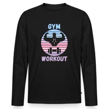 Gym Workout - Men's Premium Organic Long Sleeve Shirt - black - Front - Nico (187cm)