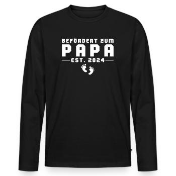 Schwangerschaftsankündigung 2024 Papa - Männer Premium Bio Langarmshirt - Schwarz - Vorne - Nico (187cm)