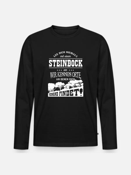 Steinbock - Männer Premium Bio Langarmshirt - Schwarz