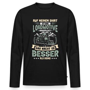 Lokomotive Lokführer Eisenbahn Zug - Männer Premium Bio Langarmshirt - Schwarz - Vorne - Nico (187cm)