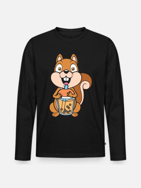 Bubble Tea Squirrel - Men's Premium Organic Long Sleeve Shirt - black