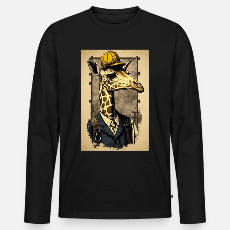 Giraffe der Arbeiterklasse - Männer Premium Bio Langarmshirt - Schwarz