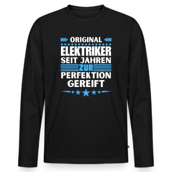 Electricians matured to perfection - Men's Premium Organic Long Sleeve Shirt - black - Front - Nico (187cm)