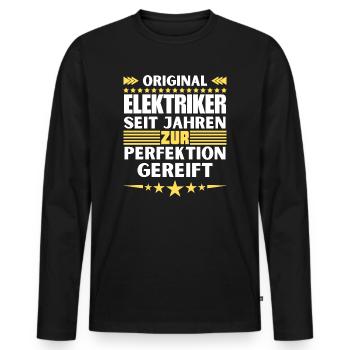 Electricians matured to perfection - Men's Premium Organic Long Sleeve Shirt - black - Front - Nico (187cm)