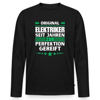 Zur Perfektion gereifter Elektriker - Männer Premium Bio Langarmshirt - Schwarz - Vorne - Nico (187cm)