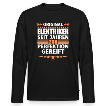 Zur Perfektion gereifter Elektriker - Männer Premium Bio Langarmshirt - Schwarz - Vorne - Nico (187cm)