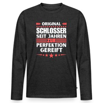 Zur Perfektion gereifter Schlosser - Männer Premium Bio Langarmshirt - Anthrazit meliert - Vorne - Nico (187cm)