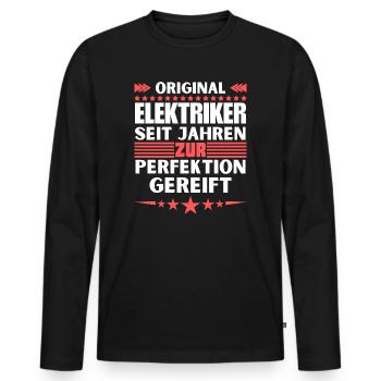 Electricians matured to perfection - Men's Premium Organic Long Sleeve Shirt - black - Front - Nico (187cm)