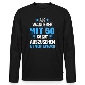 Mit 50 gut aussehender Wanderer - Männer Premium Bio Langarmshirt - Schwarz - Vorne - Nico (187cm)