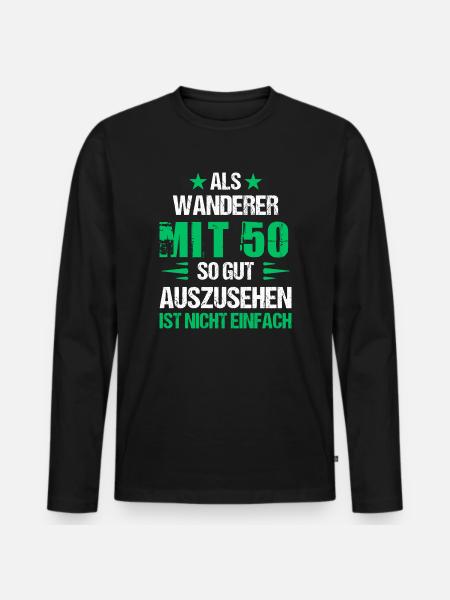 At 50 handsome hiker - Men's Premium Organic Long Sleeve Shirt - black