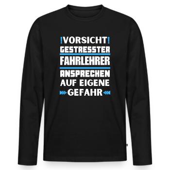 Ne parlez pas à un moniteur de conduite stressé ! - T-shirt manches longues Premium bio Homme - noir - Devant - Nico (187cm)