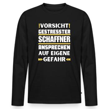 Don't talk to a stressed conductor! - Men's Premium Organic Long Sleeve Shirt - black - Front - Nico (187cm)