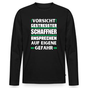 Don't talk to a stressed conductor! - Men's Premium Organic Long Sleeve Shirt - black - Front - Nico (187cm)