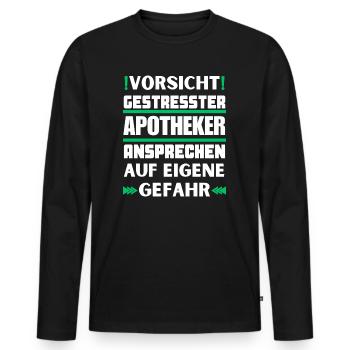 Gestresster Apotheker nicht ansprechen! - Männer Premium Bio Langarmshirt - Schwarz - Vorne - Nico (187cm)