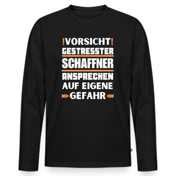 Don't talk to a stressed conductor! - Men's Premium Organic Long Sleeve Shirt - black - Front - Nico (187cm)