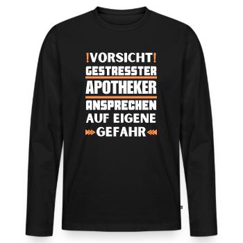 Gestresster Apotheker nicht ansprechen! - Männer Premium Bio Langarmshirt - Schwarz - Vorne - Nico (187cm)