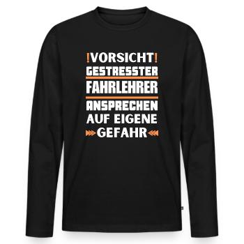 Ne parlez pas à un moniteur de conduite stressé ! - T-shirt manches longues Premium bio Homme - noir - Devant - Nico (187cm)