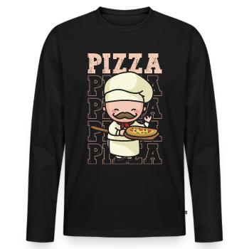 Pizza Pizza Kostüm Italian - Männer Premium Bio Langarmshirt - Schwarz - Vorne - Nico (187cm)