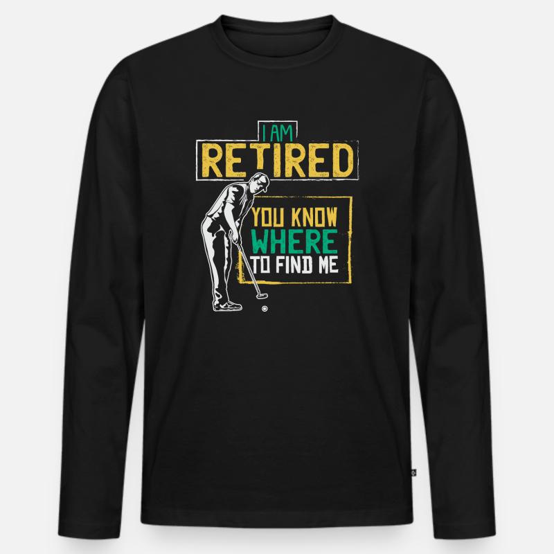 Golfer Golf in der Rente - Männer Premium Bio Langarmshirt - Schwarz