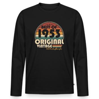 1953 Jahrgang Vintage Geburtstag Retro Geschenk - Männer Premium Bio Langarmshirt - Schwarz - Vorne - Nico (187cm)
