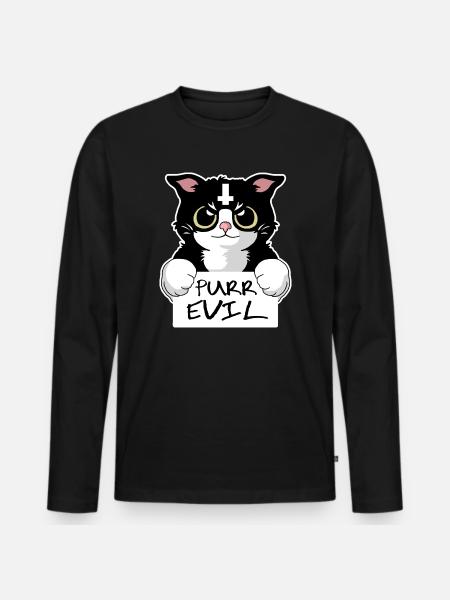 Purr Evil - Männer Premium Bio Langarmshirt - Schwarz