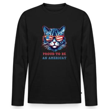 AmeriCAT - T-shirt manches longues Premium bio Homme - noir - Devant - Nico (187cm)
