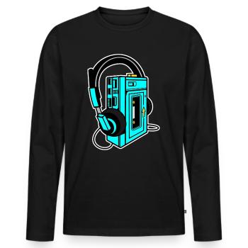 Walkman Kasette Musik retro style Geschenkidee - Männer Premium Bio Langarmshirt - Schwarz - Vorne - Nico (187cm)
