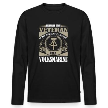 stolzer NVA Volksmarine Veteran - Männer Premium Bio Langarmshirt - Schwarz - Vorne - Nico (187cm)