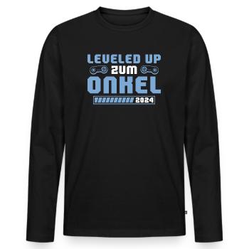 Schwangerschaftsankündigung 2024 Onkel - Männer Premium Bio Langarmshirt - Schwarz - Vorne - Nico (187cm)