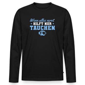 Tauchen Tauchsport Taucher - Männer Premium Bio Langarmshirt - Schwarz - Vorne - Nico (187cm)