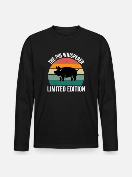 Grisehviskeren - Premium økologisk langærmet T-shirt til mænd - sort