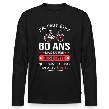 Vélo 60 Ans anniversaire cadeau 60 ans vélo - T-shirt manches longues Premium bio Homme - noir - Devant - Nico (187cm)