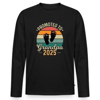Promu au rang de grand-père 2025 - T-shirt manches longues Premium bio Homme - noir - Devant - Nico (187cm)
