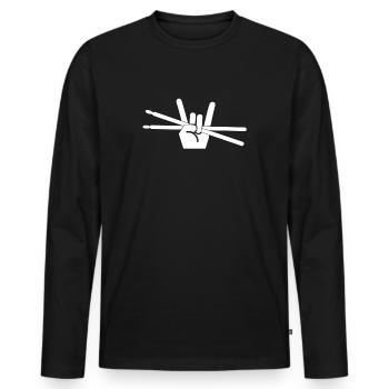 Drummer Drumsticks Heavy Metal Fork Frite - T-shirt manches longues Premium bio Homme - noir - Devant - Nico (187cm)