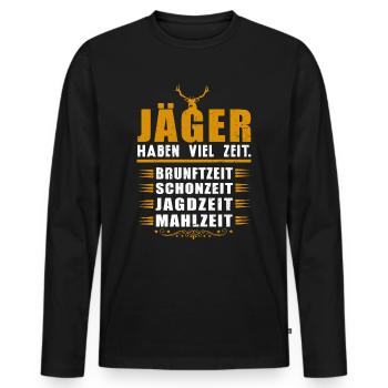 Jäger Haben Viel Zeit Lustiges Geschenk Jagen - Männer Premium Bio Langarmshirt - Schwarz - Vorne - Nico (187cm)